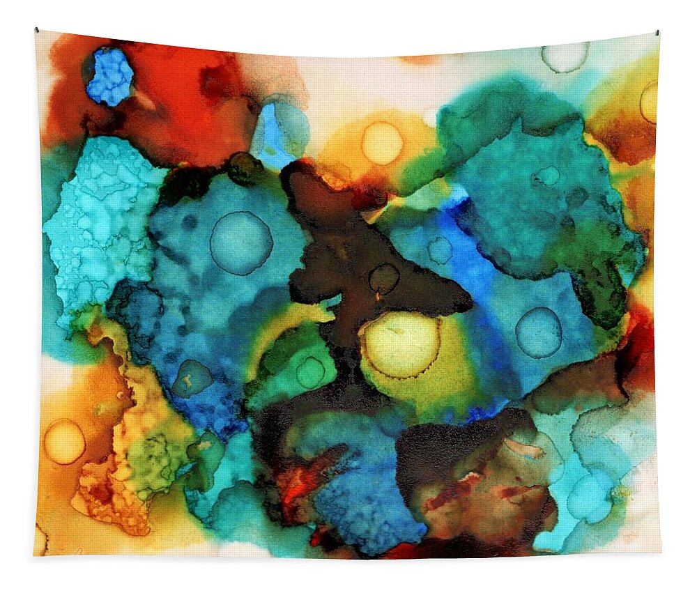 Multicolor Tapestry featuring the painting Abstract 33 by Lucie Dumas