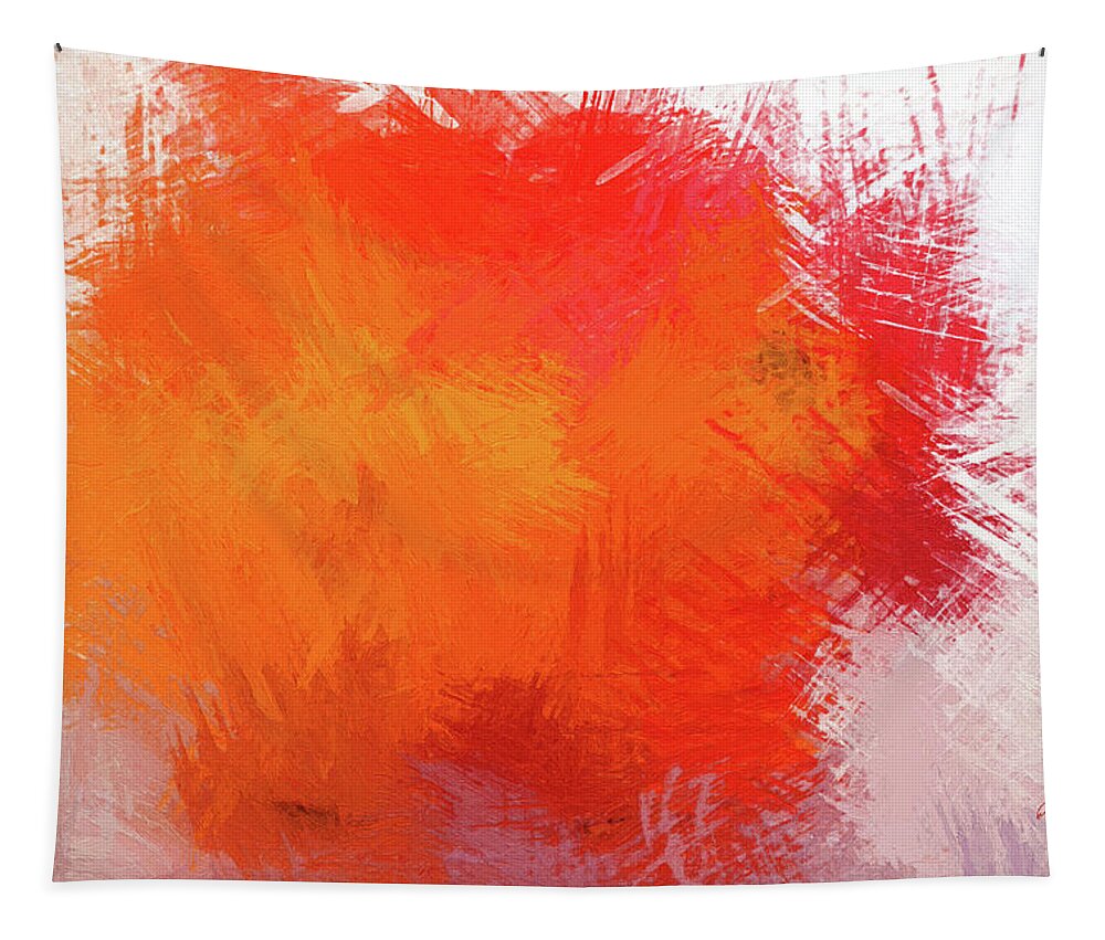 Abstract Tapestry featuring the painting Abstract in Orange 1 - DWP215490 by Dean Wittle