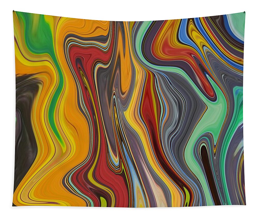 Abstract Tapestry featuring the painting Abstract Art - Colorful Fluid Painting Pattern by Patricia Piotrak