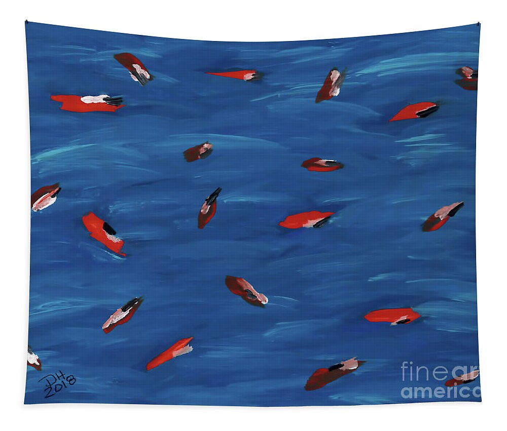 Fish Tapestry featuring the painting Abstract Koi Pond by D Hackett