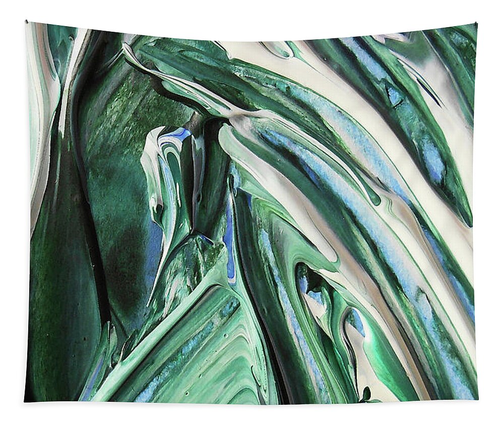 Abstract Tapestry featuring the painting Abstract Organic Lines The Flow Of Green And Blue by Irina Sztukowski