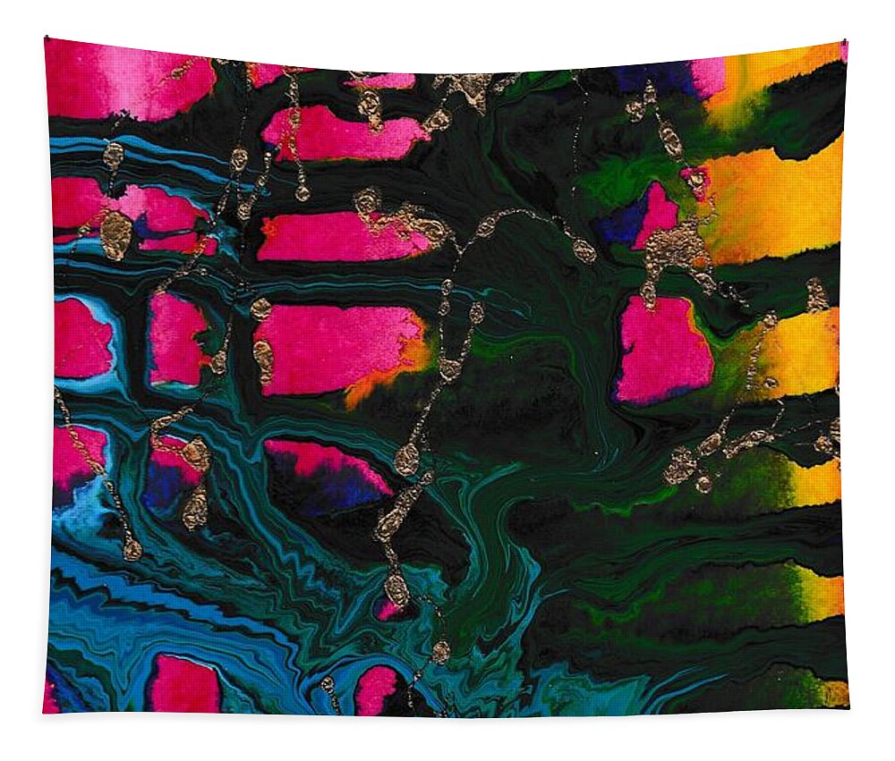 Abstract Tapestry featuring the painting Abstracts series 3 - 5 by Louise Adams