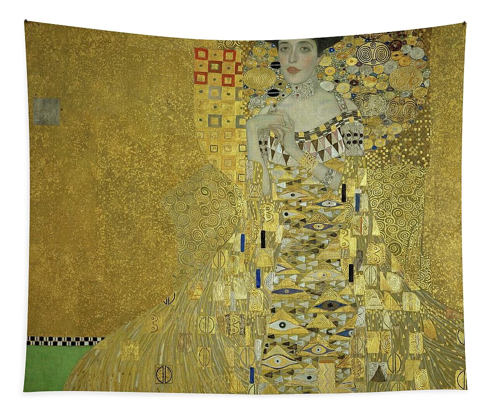 Gustav Klimt Tapestry featuring the painting Adele Bloch-Bauer I, 1907.Estates of Ferdinand and Adele Bloch-Bauer. by Gustav Klimt -1862-1918-