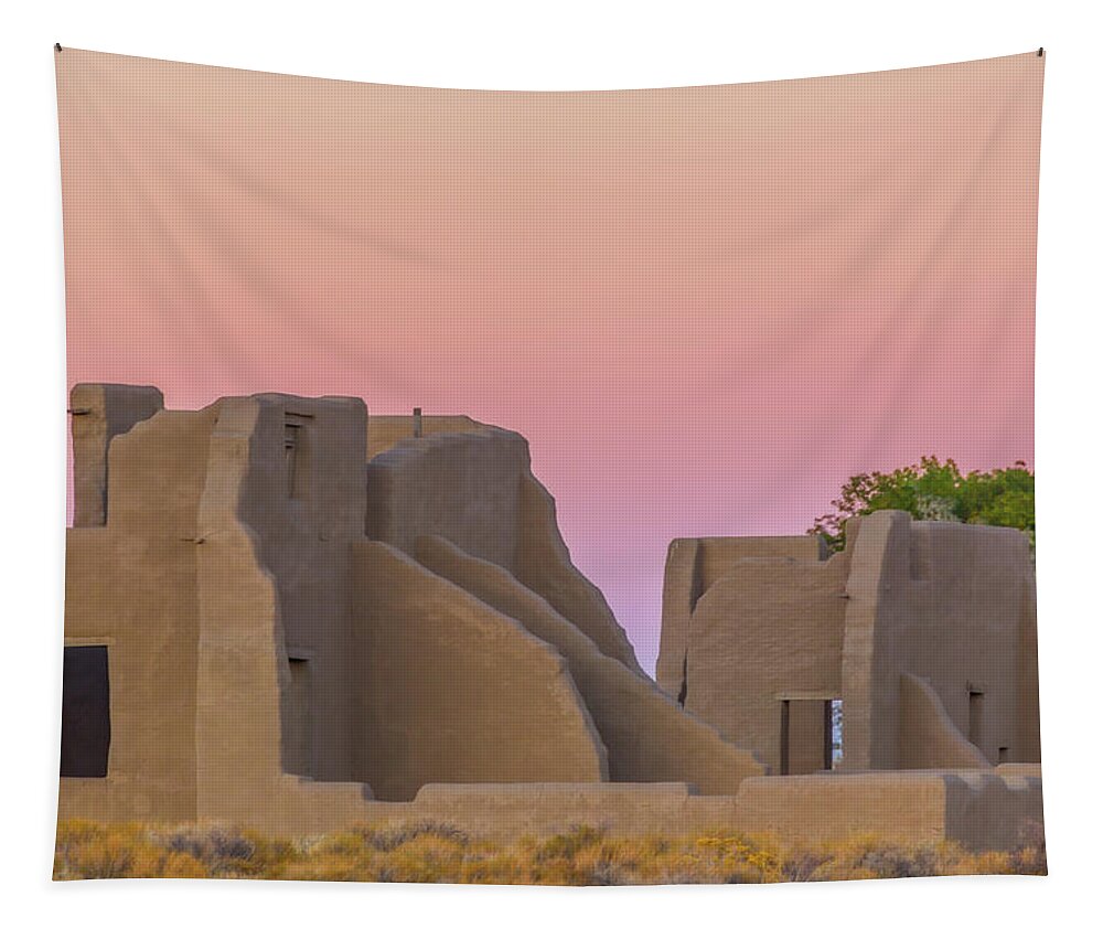 Landscape Tapestry featuring the photograph Adobe Ruins After Sunset by Marc Crumpler