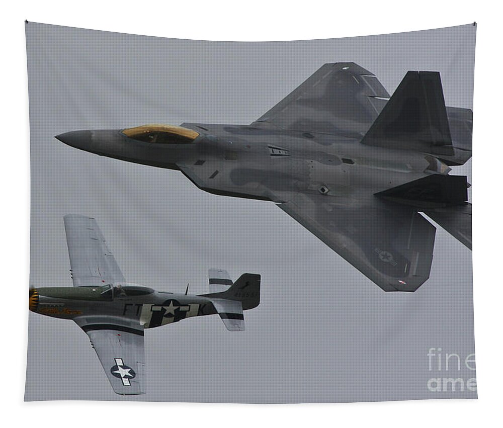 F22 P51 Tapestry featuring the photograph Aerial Domination by Greg Smith