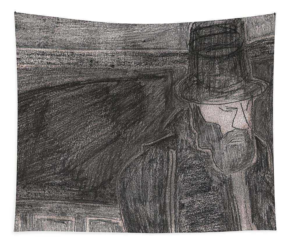 Drawing Tapestry featuring the drawing After Billy Childish Pencil Drawing 32 by Edgeworth Johnstone