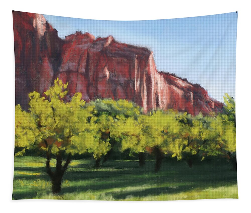 Apple Orchard Tapestry featuring the painting Afternoon in the Orchard by Sandi Snead