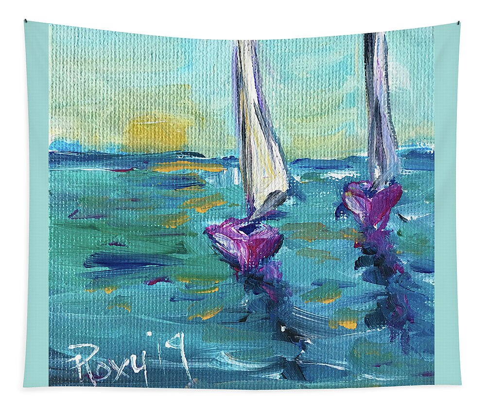 Sailboats Tapestry featuring the painting Afternoon Sail by Roxy Rich