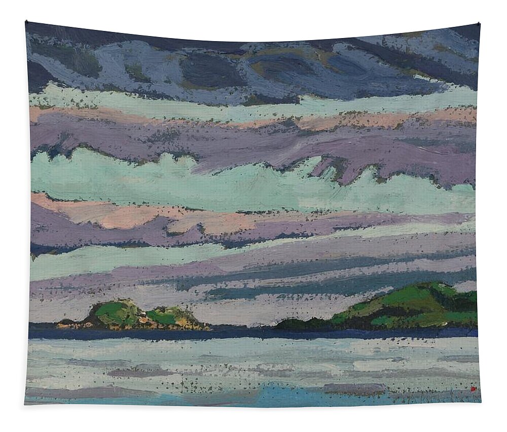2136 Tapestry featuring the painting Agawa Cloudy Sunrise by Phil Chadwick