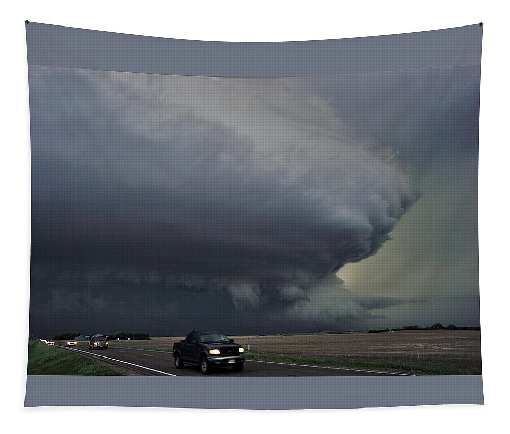 Supercell Tapestry featuring the photograph Ahead of the Supercell by Ed Sweeney