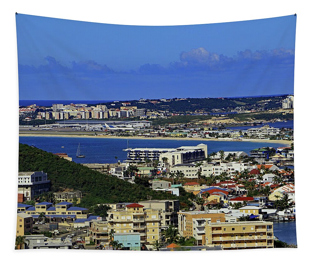 St Maarten Tapestry featuring the photograph Airport by Tony Murtagh