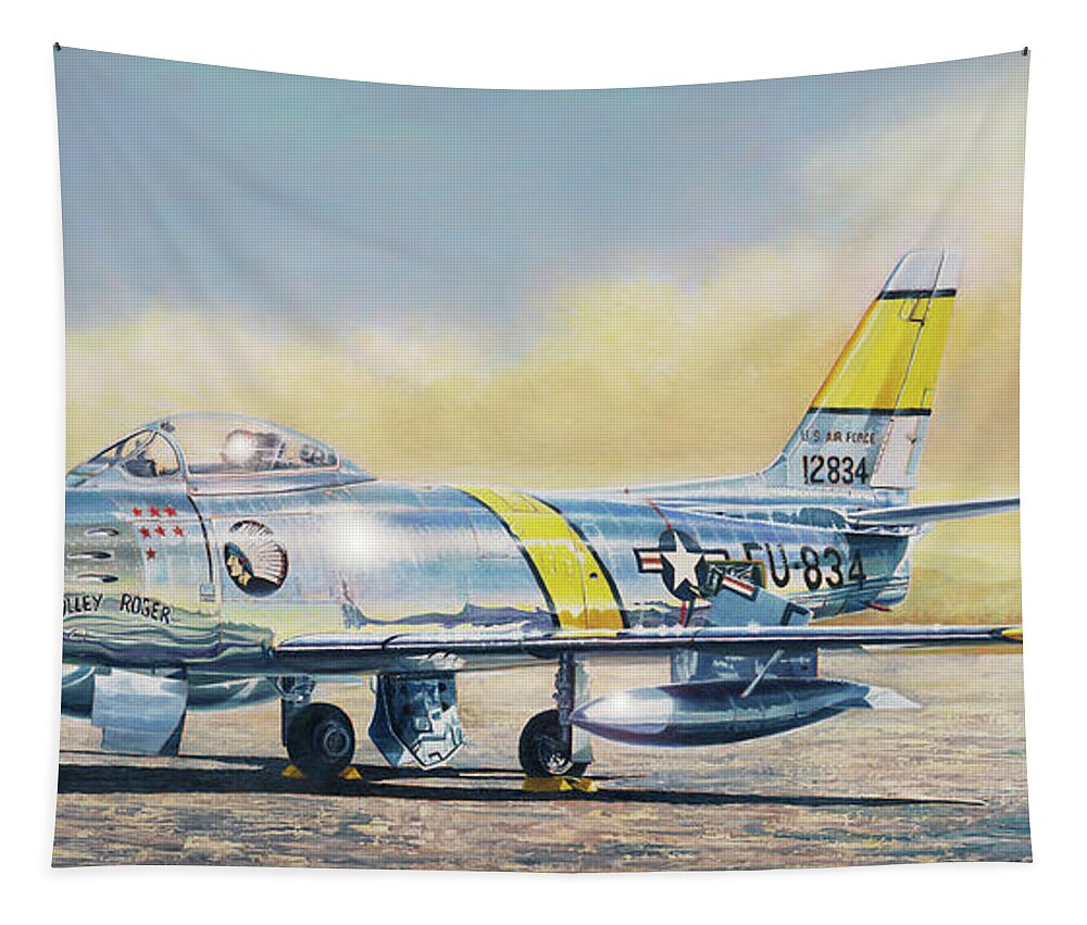Oil Painting Tapestry featuring the painting Airshow Sabre by Douglas Castleman