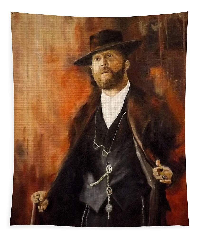 Peaky Blinders Tapestry featuring the painting Alfie by Barry BLAKE