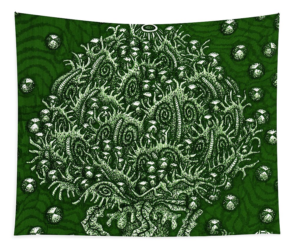 Boho Tapestry featuring the drawing Alien Bloom 15 by Amy E Fraser