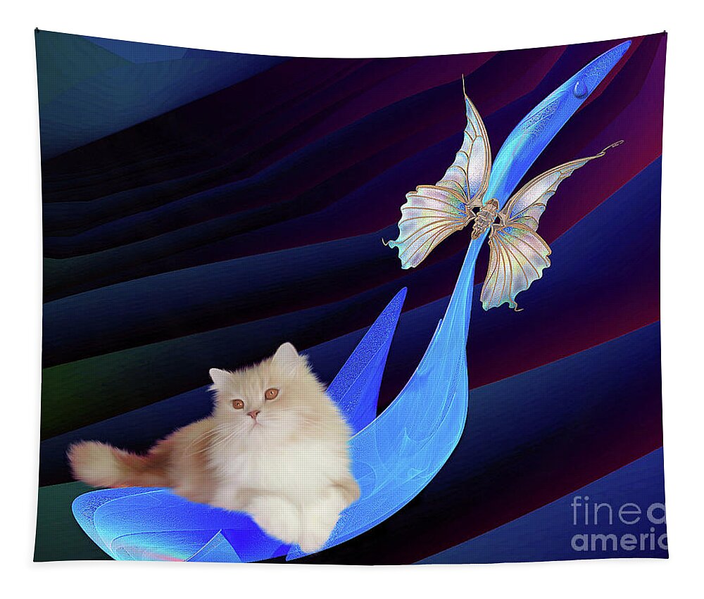 Cat Tapestry featuring the digital art Along for the Ride by Elaine Manley