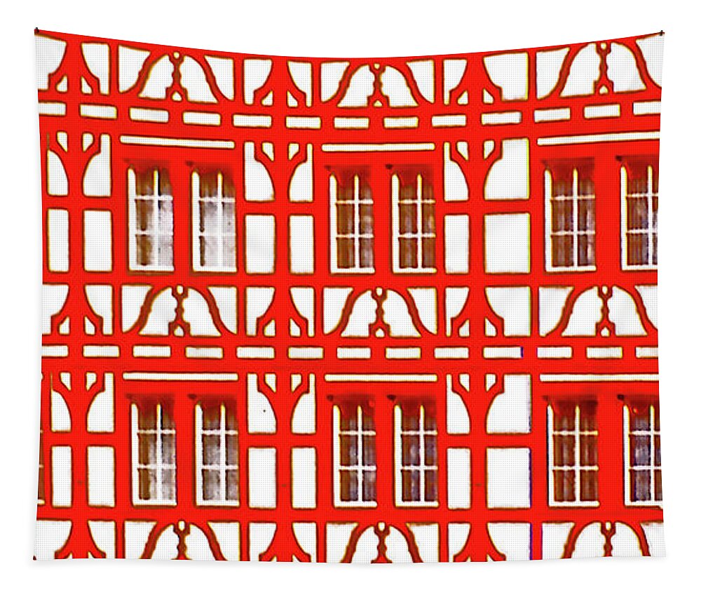 Lucerne Tapestry featuring the photograph Altstadt old town Lucerne Swiss windows by Tom Jelen