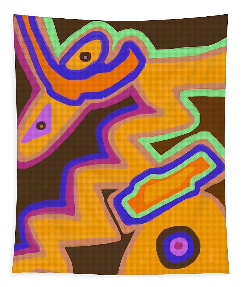 Orange Tapestry featuring the digital art Amaze the Maze by Joan Ellen Gandy of The Art Of Gandy