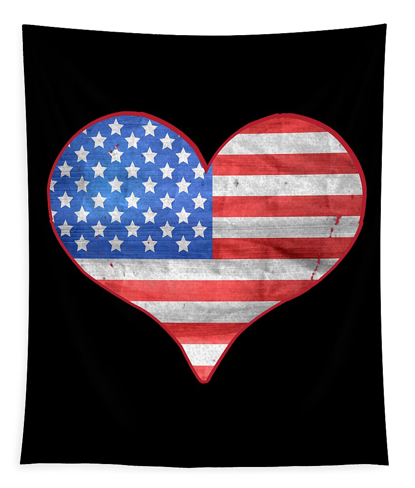 Funny Tapestry featuring the digital art American Flag Heart by Flippin Sweet Gear