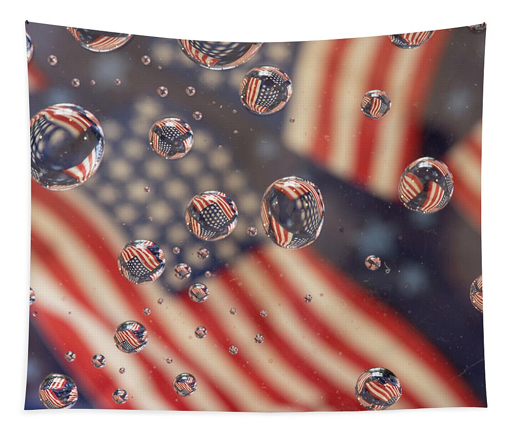 American Flag Tapestry featuring the photograph American flag by Minnie Gallman