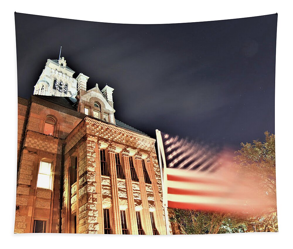 Flag Tapestry featuring the photograph American Justice by Tim Kuret
