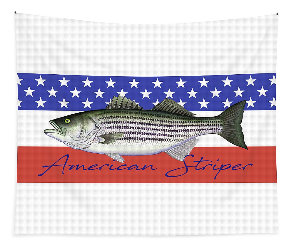 Charles Harden Tapestry featuring the photograph American Striper Striped Bass Flag by Charles Harden