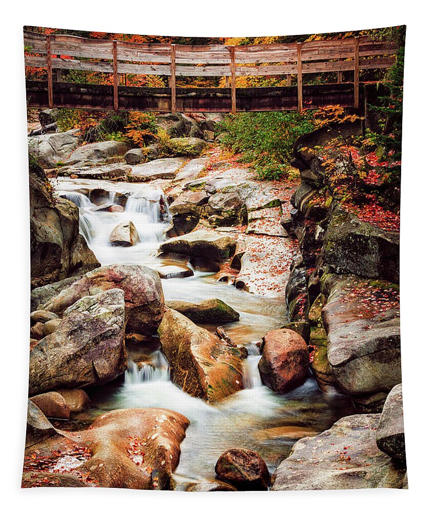 Amazing New England Artworks Tapestry featuring the photograph Ammonoosuc River, Autumn by Jeff Sinon