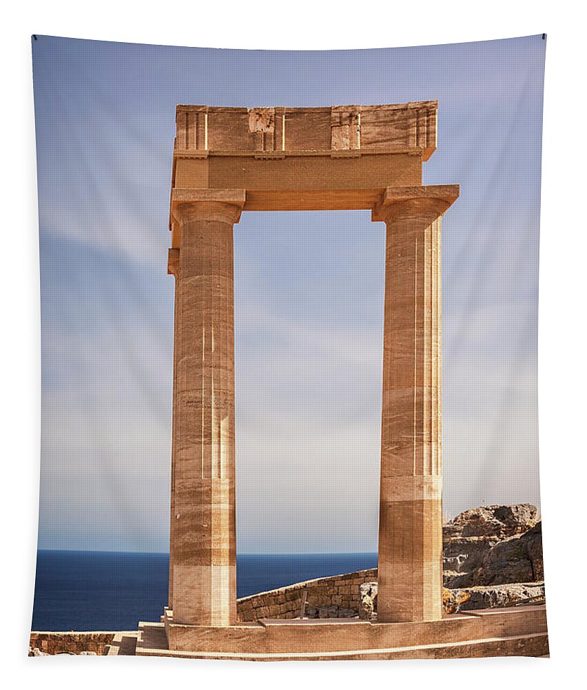 Limestone Tapestry featuring the photograph Ancient temple Lindos by Sophie McAulay