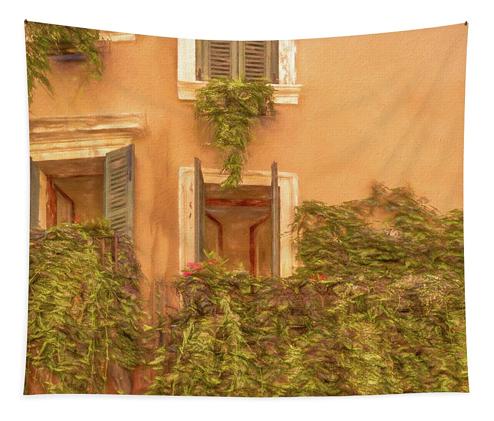 Verona Tapestry featuring the photograph Juliet's Balcony in Verona? by Marcy Wielfaert