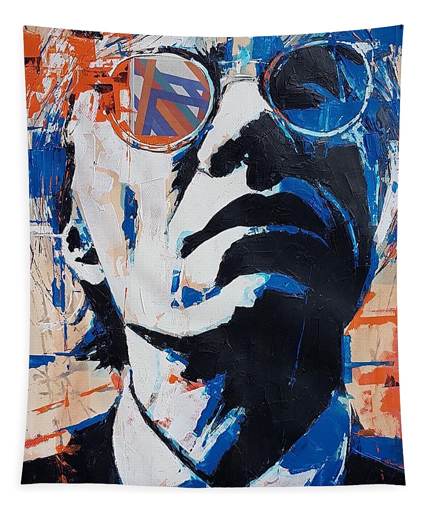 Andy Warhol Portrait Tapestry featuring the painting Andy Warhol by Paul Lovering