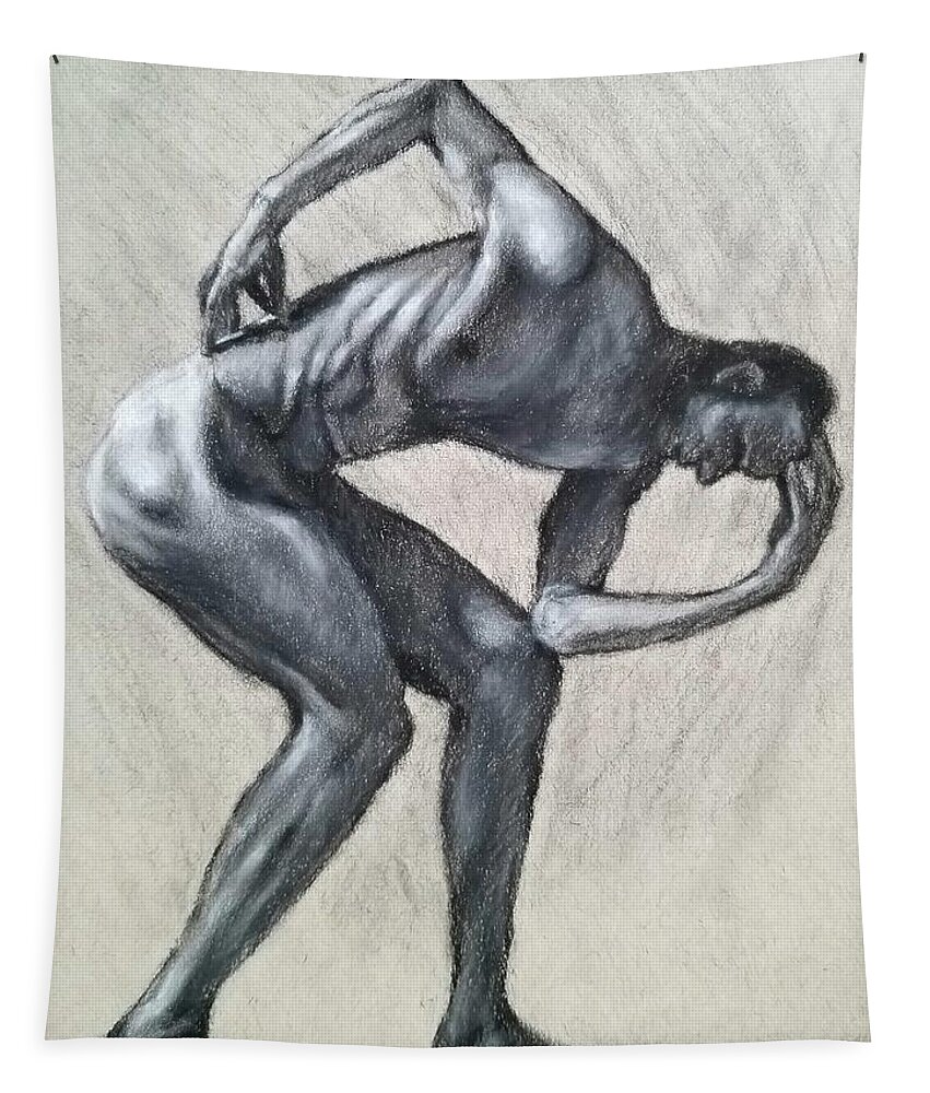 Charcoal Drawing Tapestry featuring the drawing Anguish by Jeff Dickson