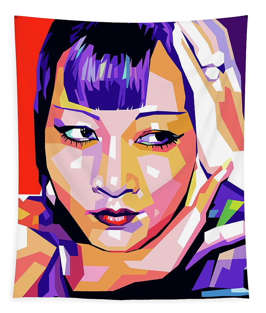 Bio Tapestry featuring the digital art Anna May Wong -b1 by Movie World Posters