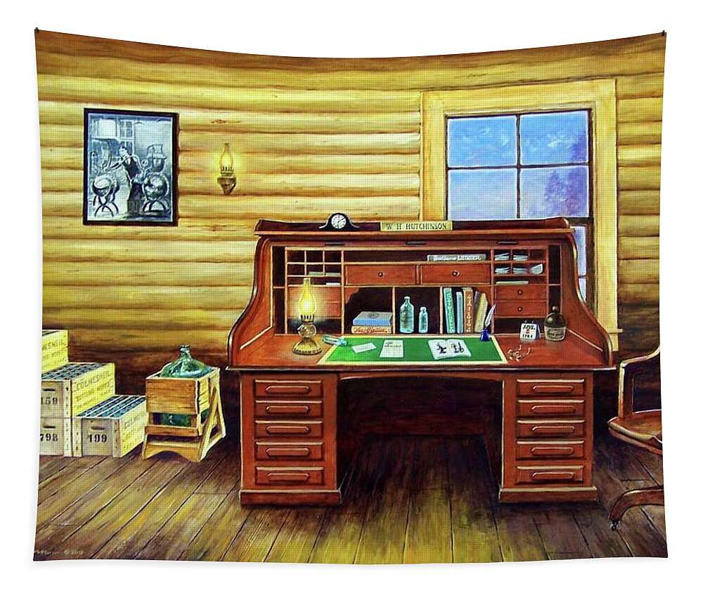 Roll Top Desk Tapestry featuring the painting Another Day in the Books by Randy Welborn