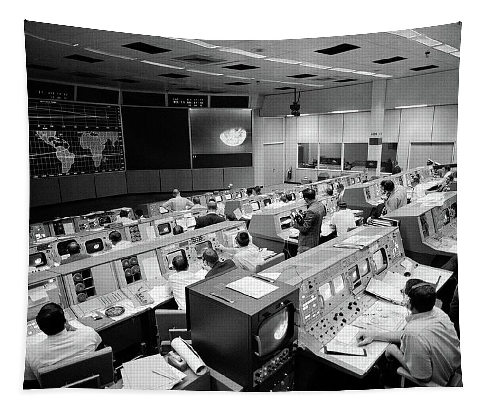 1968 Tapestry featuring the photograph Apollo 8, Mission Operations Control by Science Source