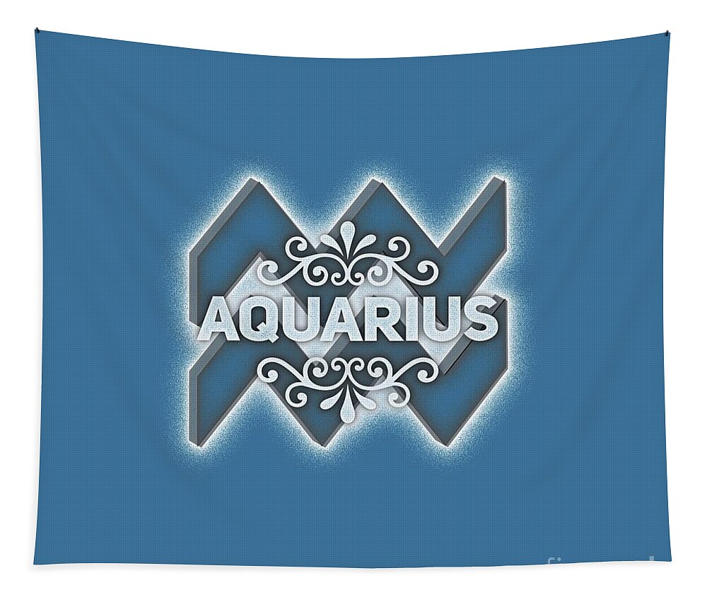 Zodiac Tapestry featuring the digital art Aquarius by Esoterica Art Agency