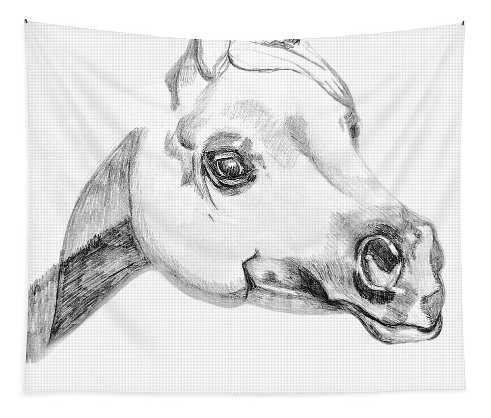 Horse Tapestry featuring the drawing Arabian Horse by Equus Artisan