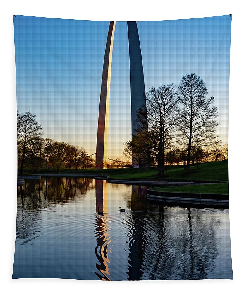 Arch Tapestry featuring the photograph Arch and Geese by Joan Wallner