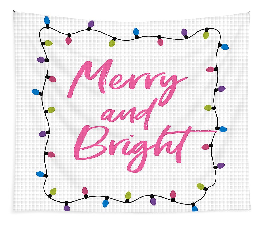 Merry Tapestry featuring the digital art Merry and Bright -Art by Linda Woods by Linda Woods