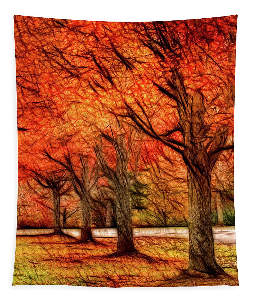 Tree Tapestry featuring the photograph Artistic Four Fall Trees by Don Johnson