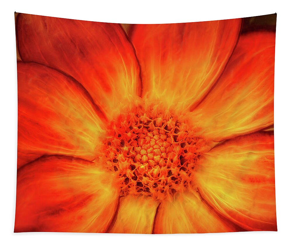 Flower Tapestry featuring the photograph Artistic Orange Dahlia by Don Johnson