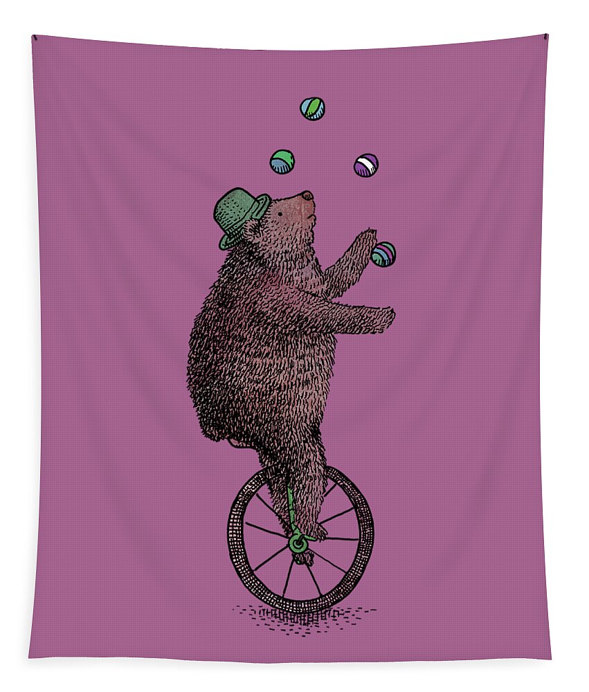 Bear Tapestry featuring the drawing The Juggler by Eric Fan