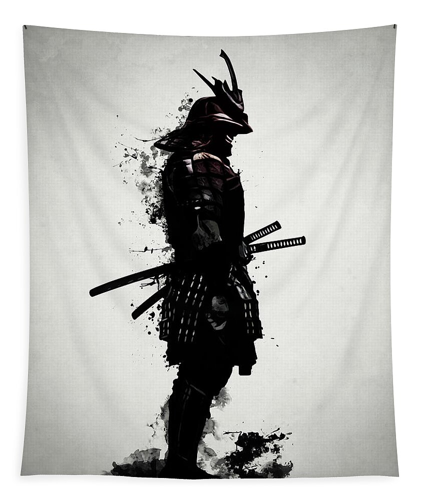 Samurai Tapestry featuring the mixed media Armored Samurai by Nicklas Gustafsson
