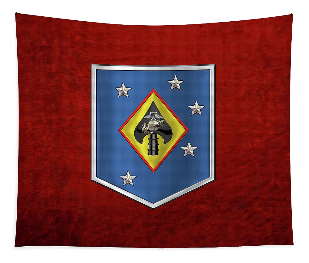 Military Insignia & Heraldry Collection By Serge Averbukh Tapestry featuring the digital art Marine Raider Support Group - M R S G Patch over Red Velvet by Serge Averbukh