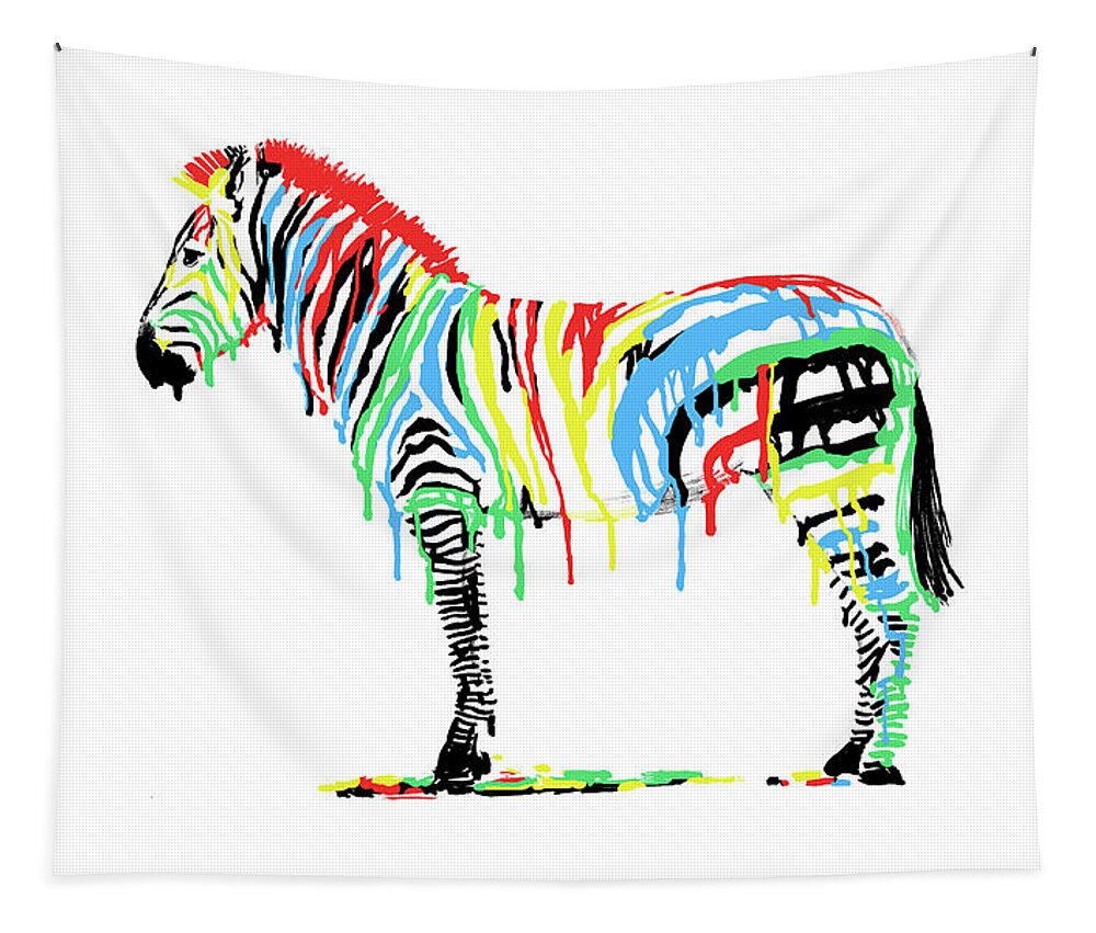 Zebra Tapestry featuring the drawing Fresh Paint by Eric Fan