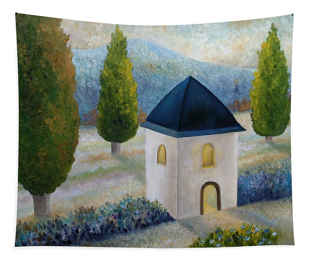 Cypress Art Tapestry featuring the painting The Light Within by Angeles M Pomata
