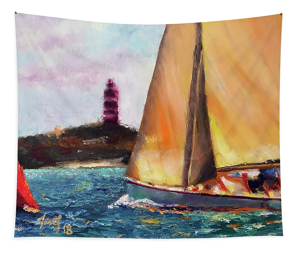 Abaco Rage Tapestry featuring the painting Abaco Rage on the mark by Josef Kelly