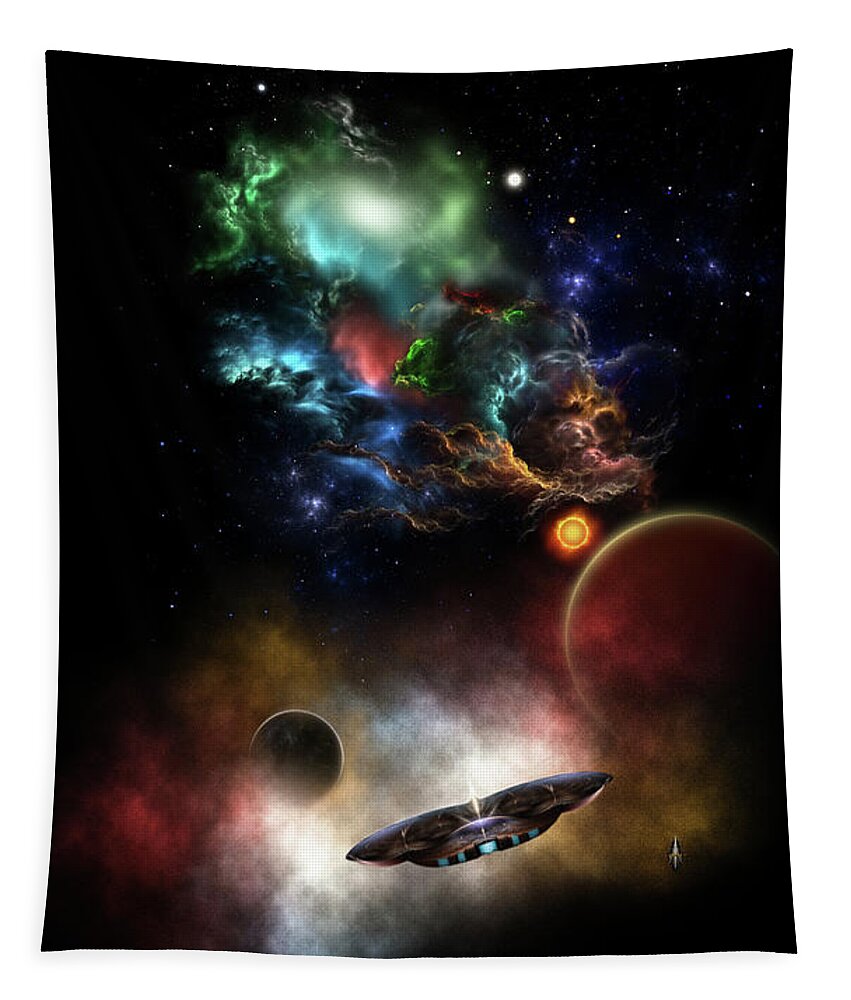 Space Tapestry featuring the digital art Beyond Space and Time by Rolando Burbon