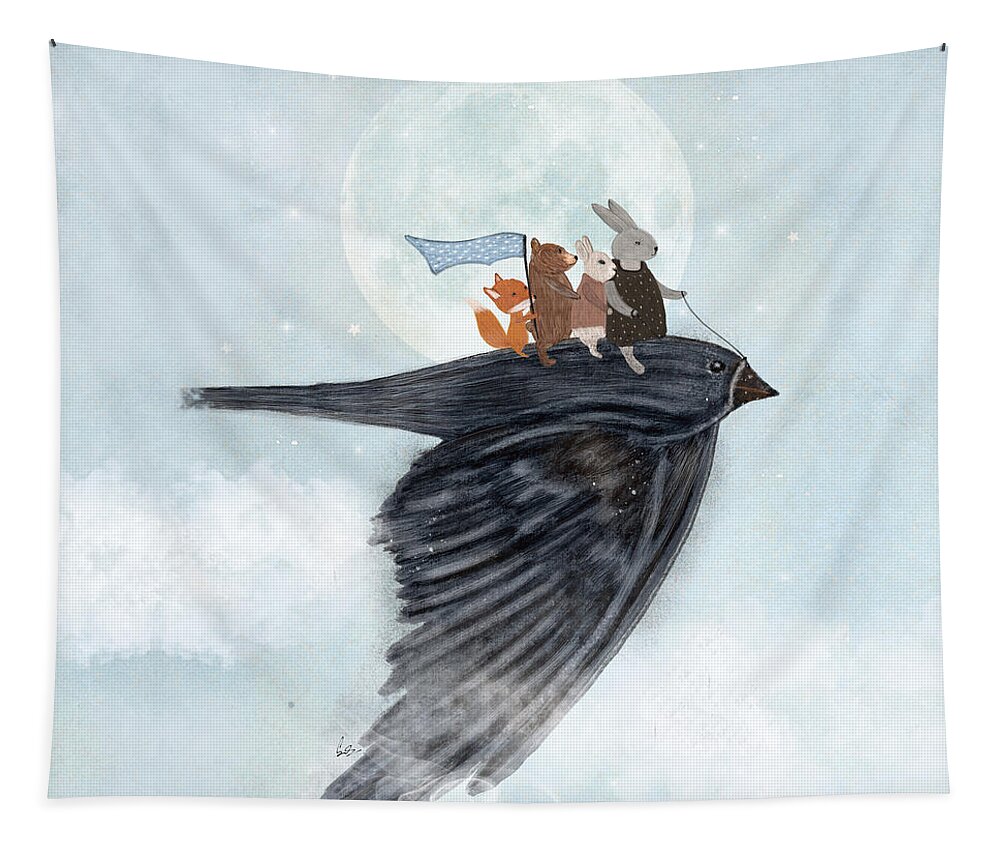 Childrens Tapestry featuring the painting The Light Bird by Bri Buckley