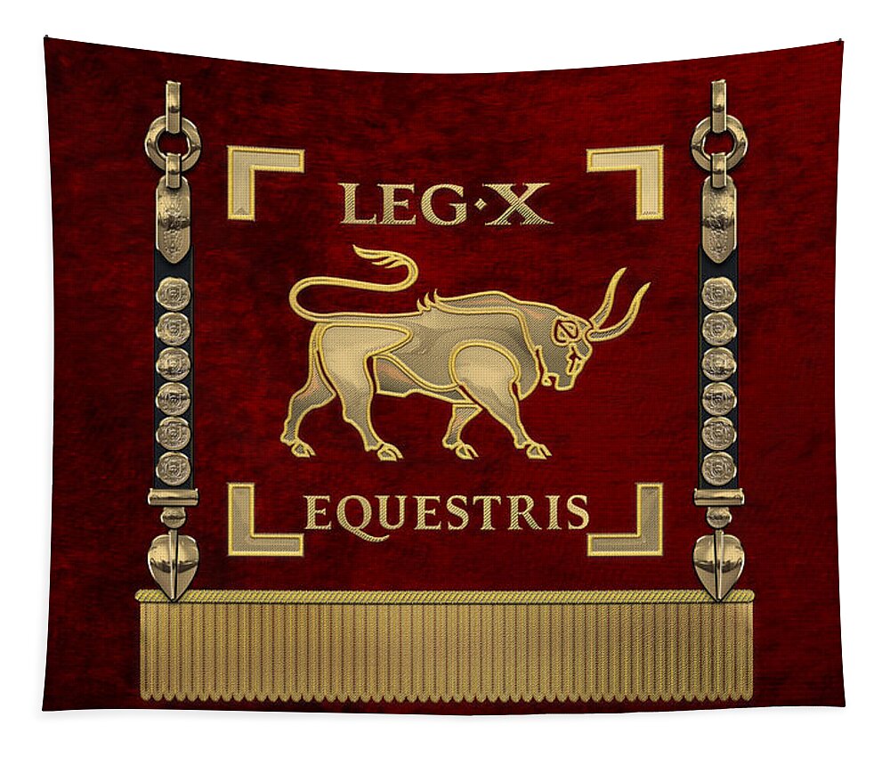 ‘rome’ Collection By Serge Averbukh Tapestry featuring the digital art Standard of the 10th Mounted Legion - Vexillum of Legio X Equestris by Serge Averbukh