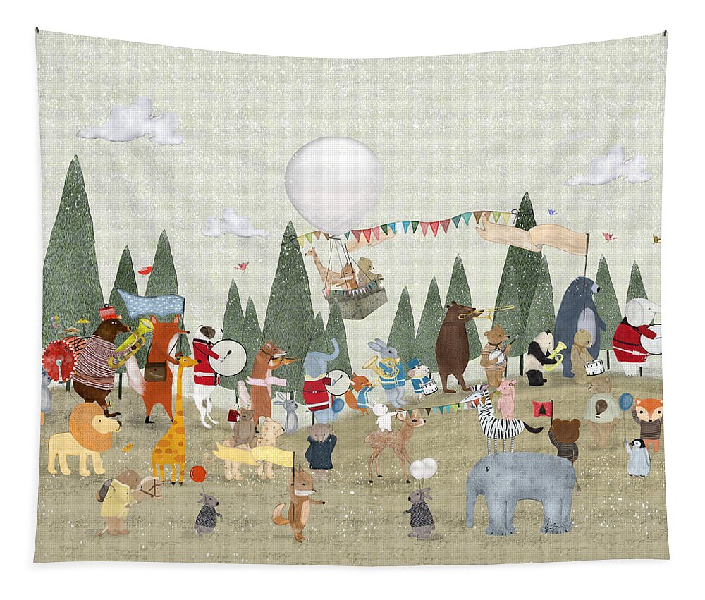 Childrens Tapestry featuring the painting The Great Parade by Bri Buckley