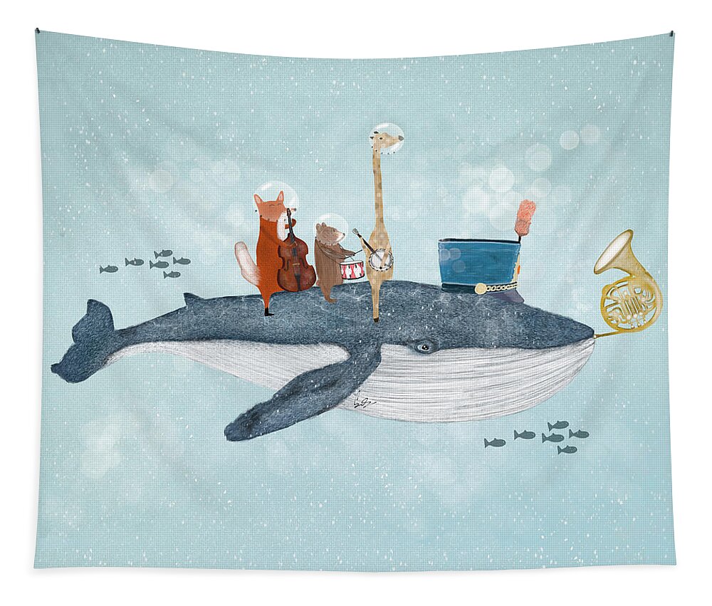 Whales Tapestry featuring the painting Whale Song by Bri Buckley